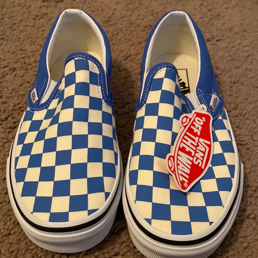 Blue and white checkerboard classics in slip on